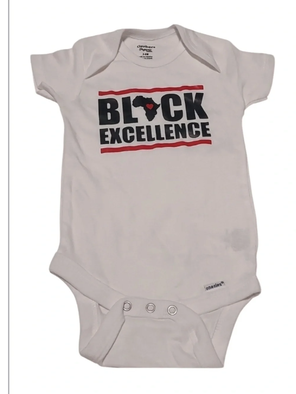 BLACK excellence  Gerber one piece  size 3-6 M new without tag  , 100% cotton